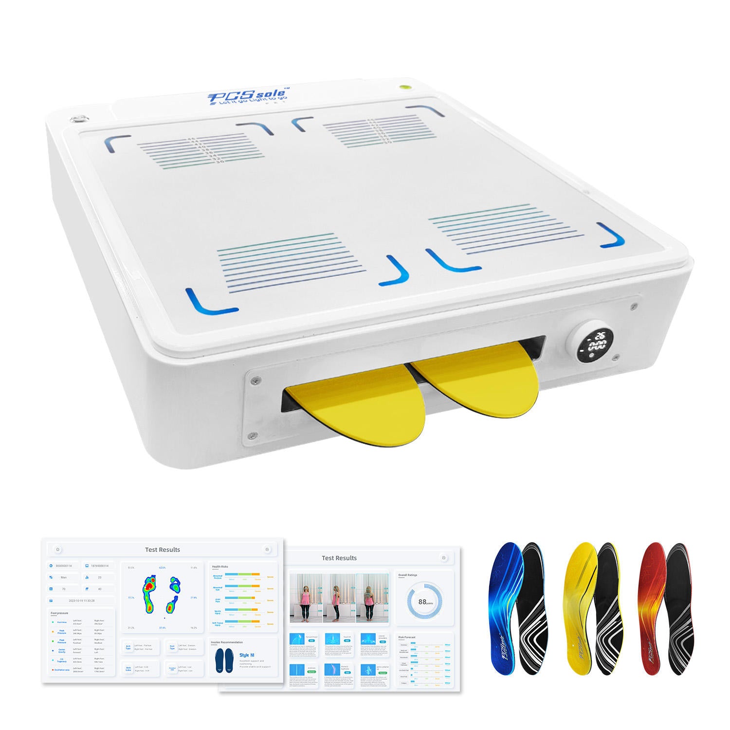 Foot pressure scanner C1 and orthotic insoles for personalized foot support solutions.